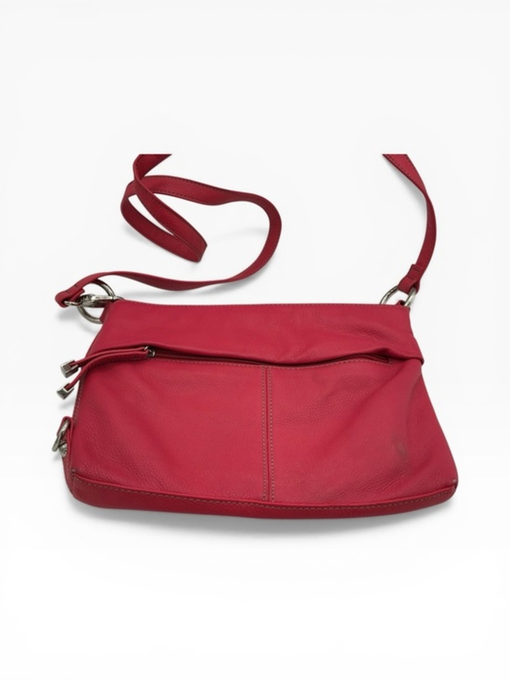 Tianello hot pink Leather Crossbody Bag with Front Zip